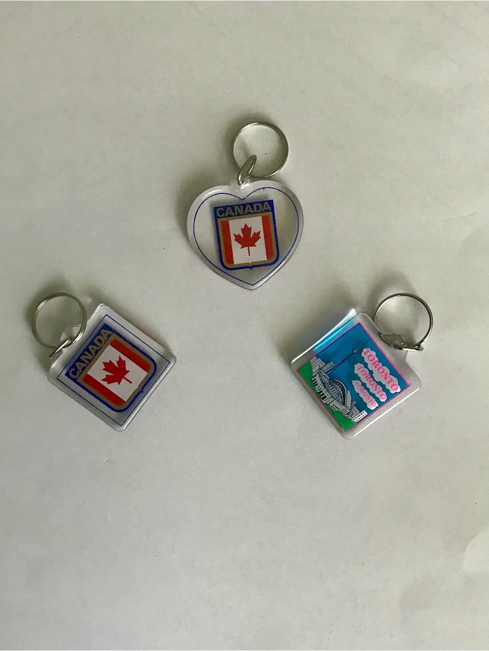 Canada Souvenir Keychain Set - Red & Blue Canadian Maple Leaf Designs